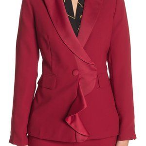 Laundry blazer Shelli Segal Red size 12 Blazer Satin Ruffle nwt